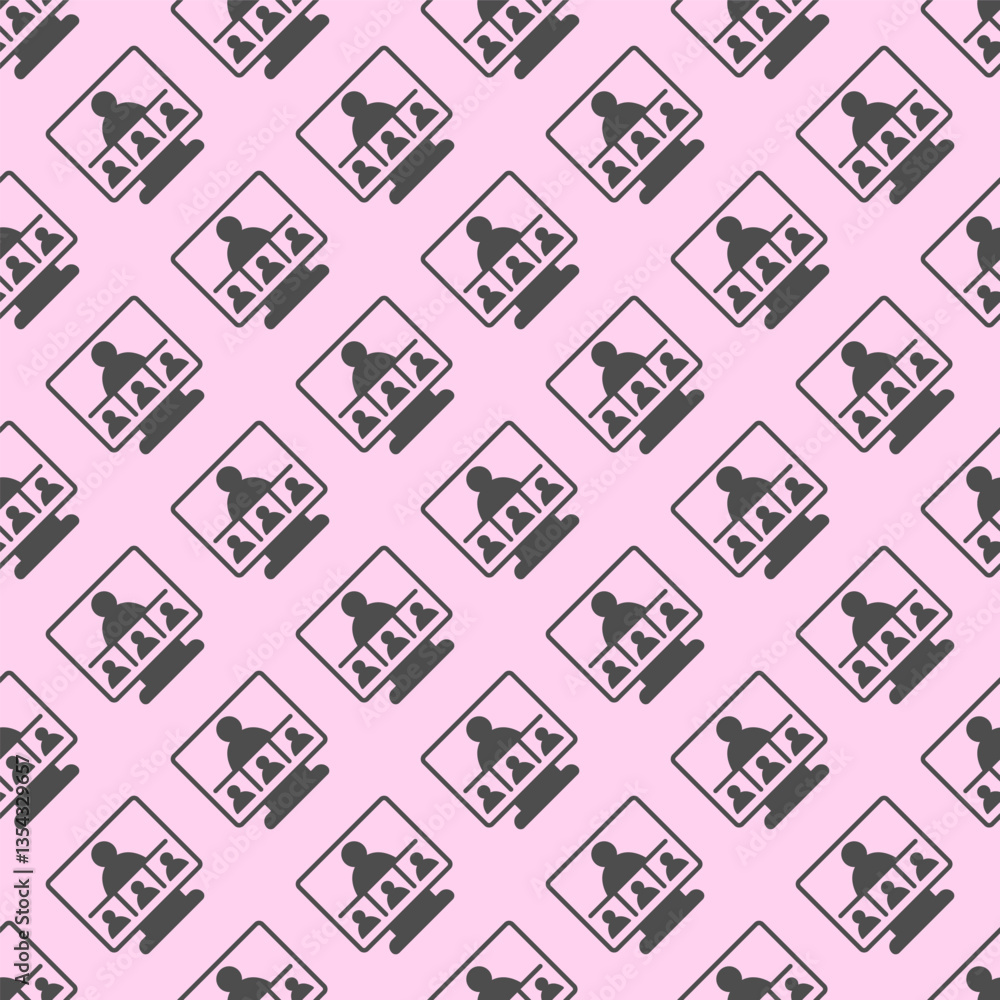 Poster monitor screen and user conference solid seamless pattern, remote work theme. vector graphics. displ