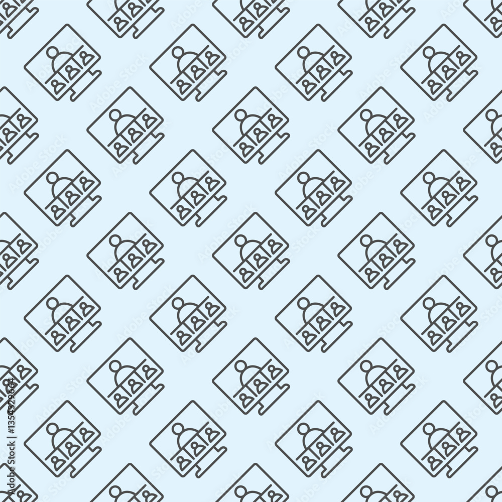 Poster monitor screen and user conference line seamless pattern, remote work theme. vector graphics. displa