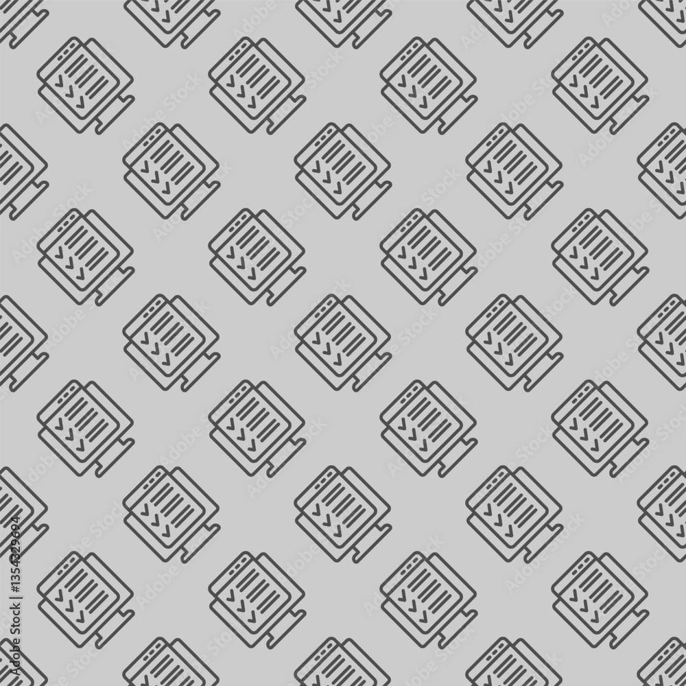 Poster monitor screen with checklist window line seamless pattern, remote work theme. vector graphics. disp