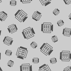 Monitor screen with checklist window solid seamless pattern, remote work theme. Vector graphics. Display and task schedule plan sign background, filled with glyphs icon.
