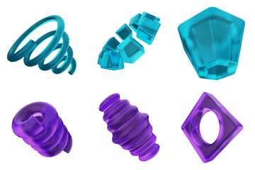 3d geometric abstract icon set bundle