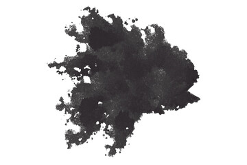 Abstract black watercolor painting on transparent background. This is a watercolor splash painting, hand drawn