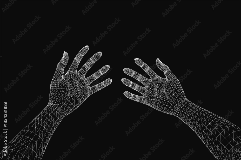 Poster the image is a close up of two hands, one on top of the other, with a black background. the hands ar