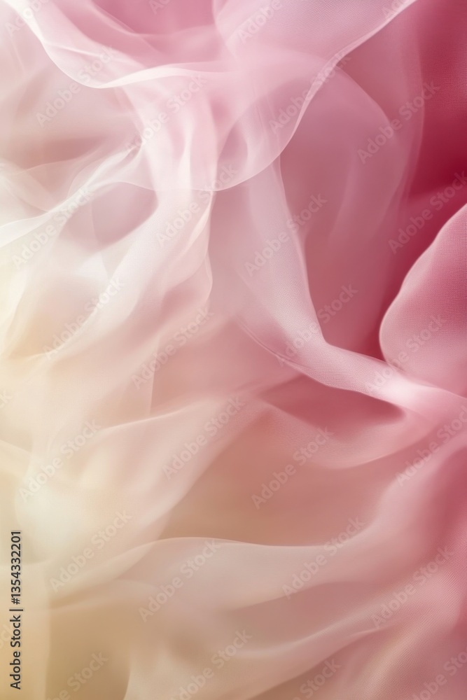 Poster ethereal fabric: delicate folds of sheer fabric create a soft, abstract design, blending light and c