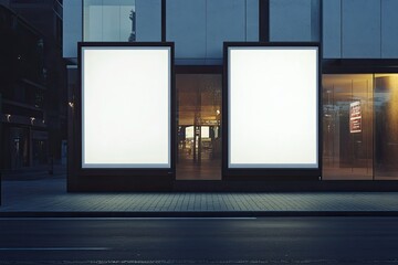 Flawless Picture of Street 2 Side Billboard with Empty Posters 3 Position View 3D Image