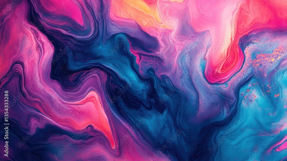 Aufkleber abstract fluid art: a vibrant and mesmerizing artwork of swirling colors and dynamic patterns, evoki