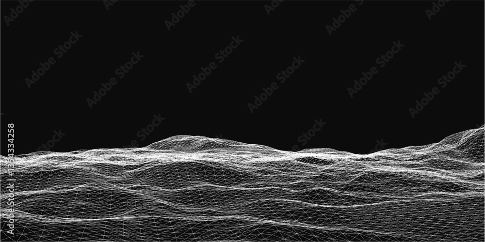 Poster a black and white image of a mountain range with a white background. the image is in black and white