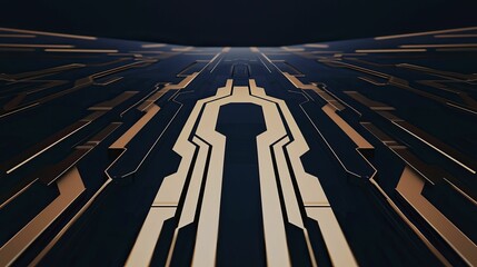 Fototapeta premium An intricate pattern of gold and dark lines forms a futuristic design