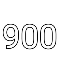 Black and white color numbers 900