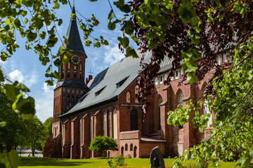 Kaliningrad, Kaliningrad region, Russia, May 14, 2022. Cathedral on Kant Island in spring