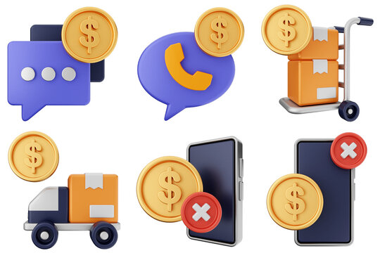 3d trading money transaction finance currency icon set bundle illustration