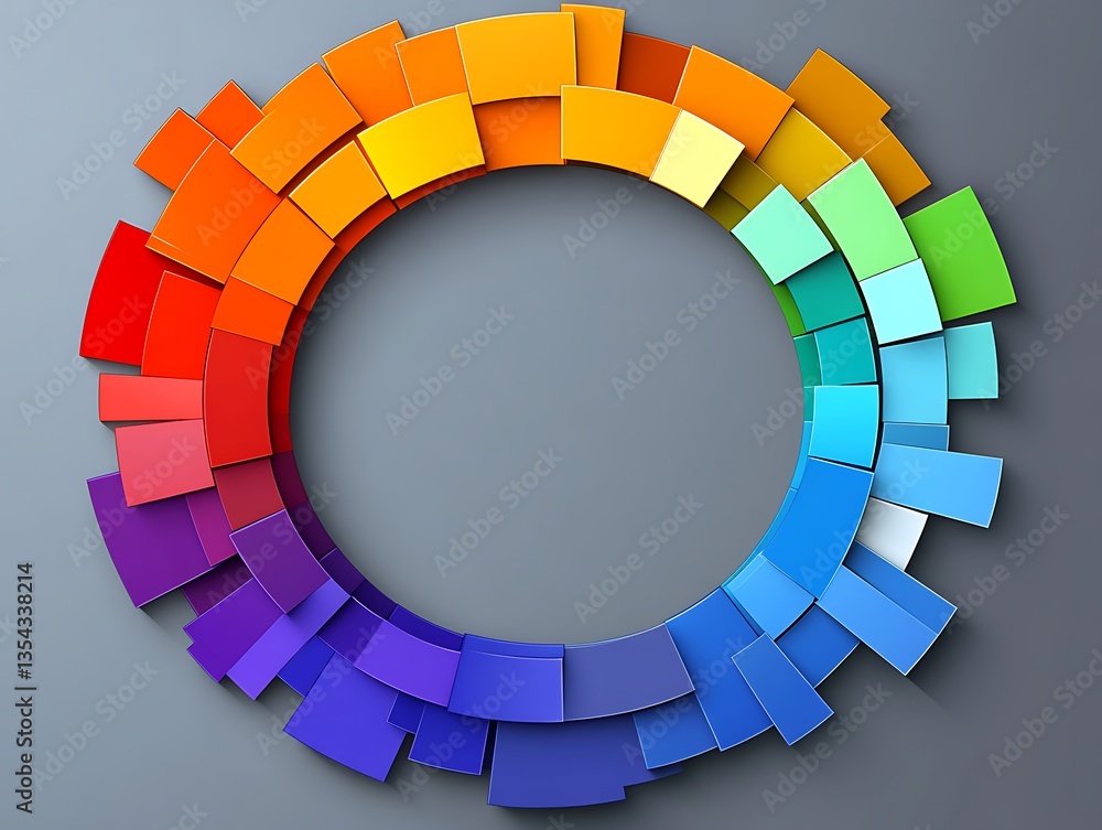 Poster circular arrangement of colorful squares displaying a vibrant spectrum