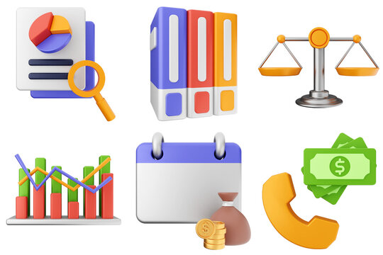 3d trading money transaction finance currency icon set bundle illustration