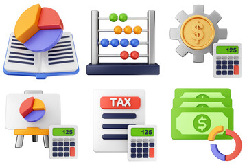 3d trading money transaction finance currency icon set bundle illustration
