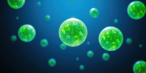 Naklejka premium Microscopic Green Cells Science Biology Research Abstract Background