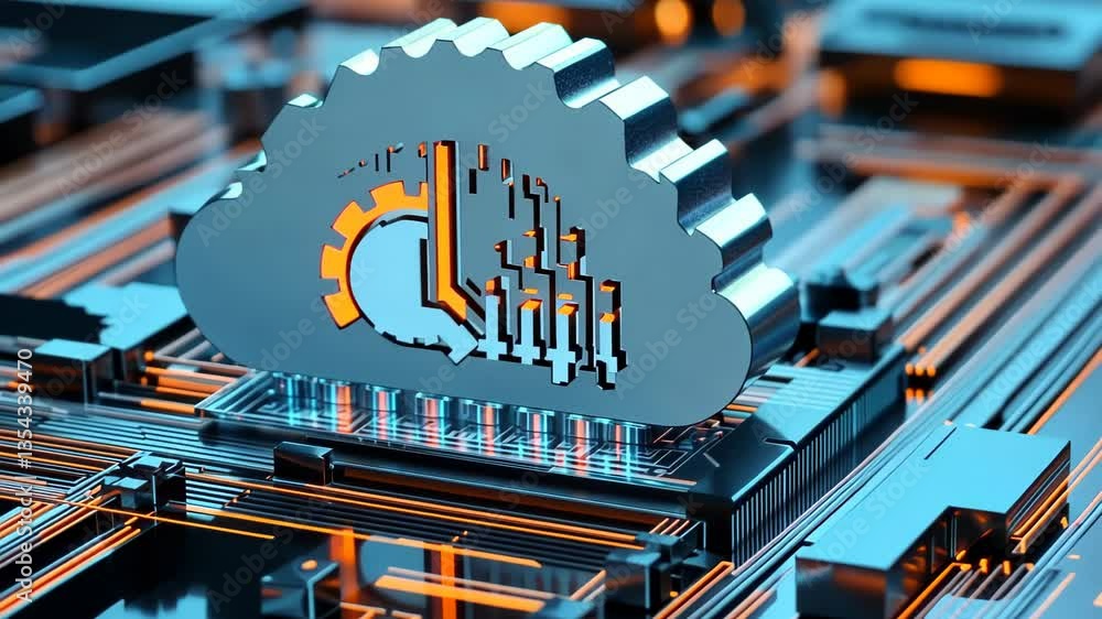 Poster explore cloud computing technology in modern infrastructure with detailed graphics and vibrant visua