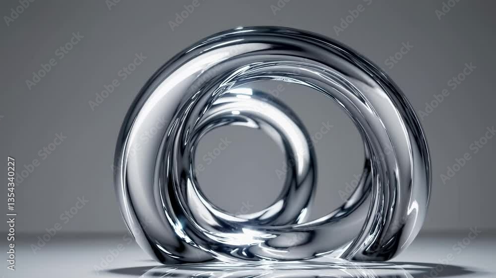 Poster abstract video concept with intertwined metallic loops. captured from a low angle, highlighting refl