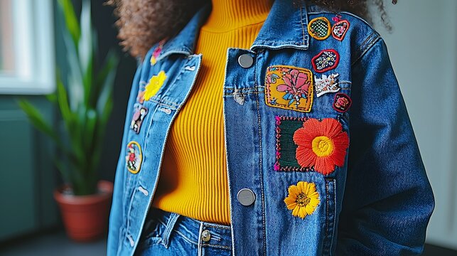 Woman's Denim Jacket for Patches, Indoor. - Powered by Adobe