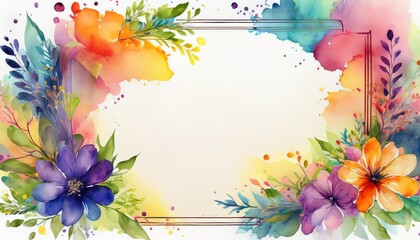 a watercolor splash frame elegantly encircles an invitation card adorned with delicate brush strokes in vibrant colors ideal for artistic stationery and creative projects