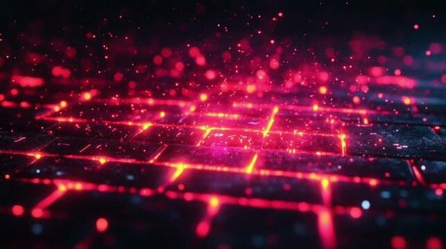 A digital representation of keystrokes being captured in real-time by a keylogger, with a red alert symbol. 232