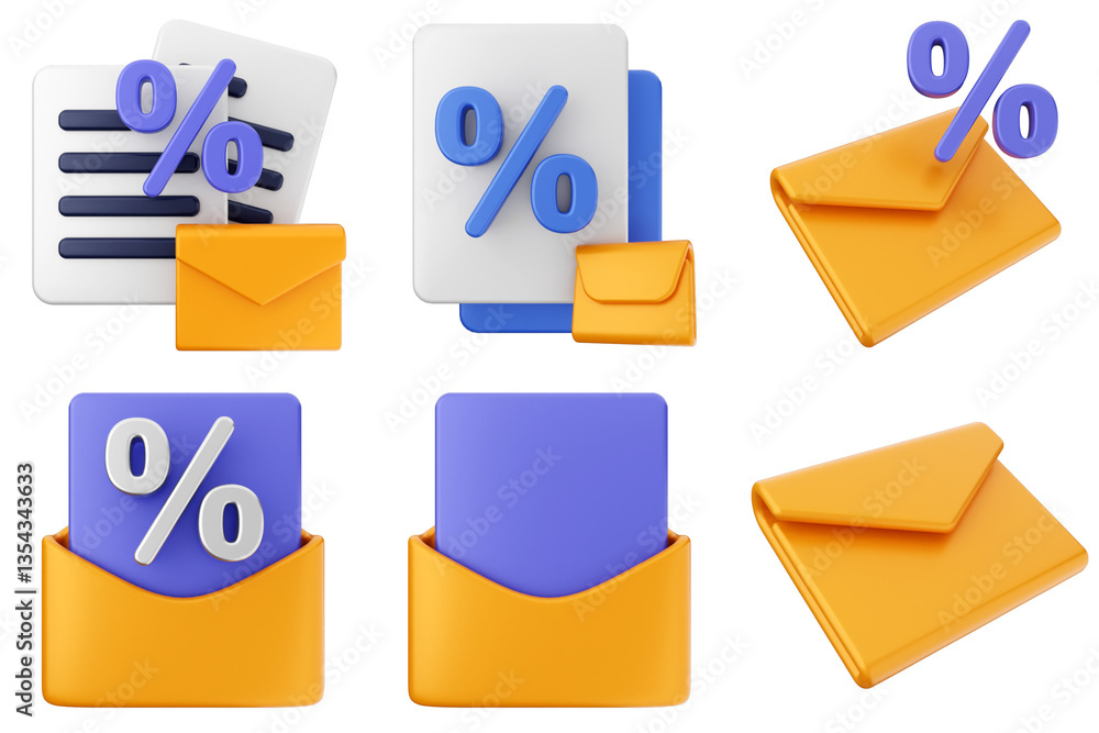 Poster 3d mail email message icon set bundle