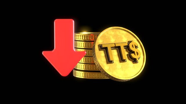 Gold Coins Animation Showing TTD Price Rise and Fall | Forex and Stock Market Concept