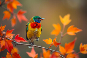 Colorful Songbird with Distinct Markings Perched on a Branch, Showcasing Its Vibrant Plumage in a Serene Natural Setting, Vibrant Wallpaper