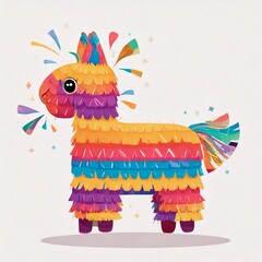 Illustration of a colorful Mexican pinata