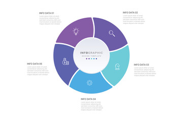 Business data visualization. Process chart. Elements of graph, diagram with 5 steps, options, parts or processes
