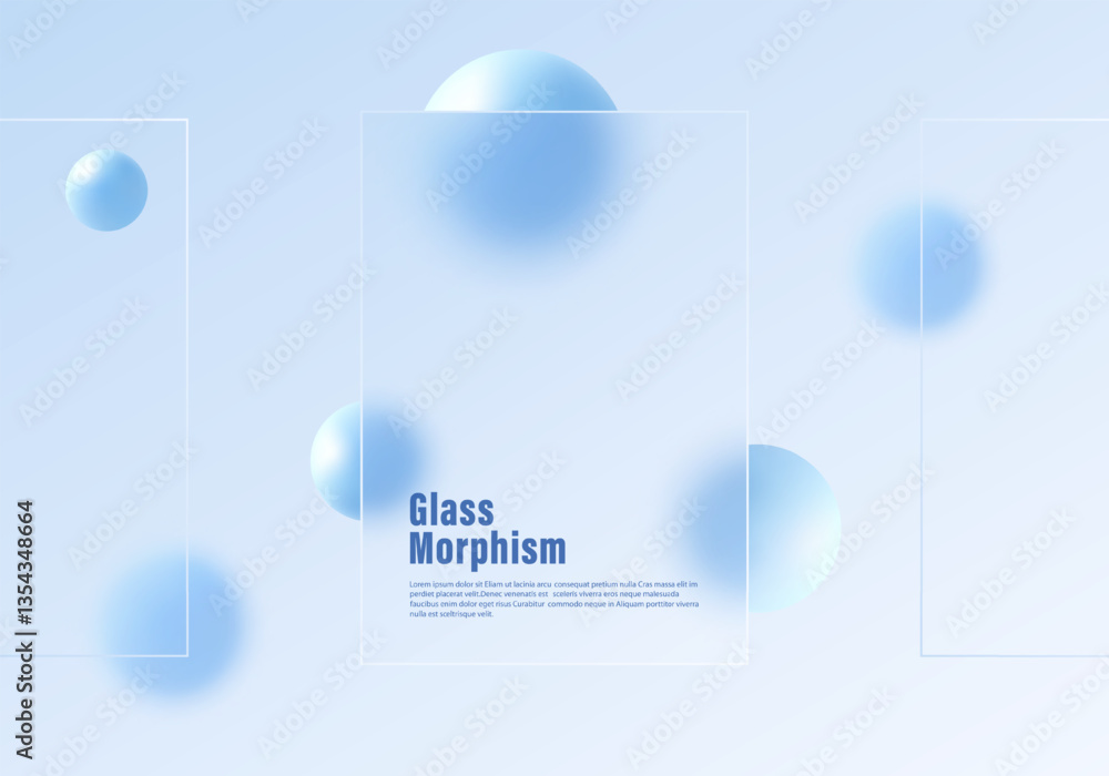 Poster website landing page template with glass morphism effect. presentation carousel with glass overlay e