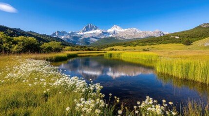 Serene mountain lake reflecting peaks (2)