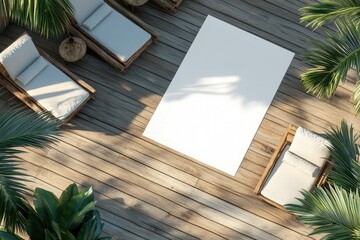 High Definition Image of High Angle View of Lounge Chairs on a Wooden Deck