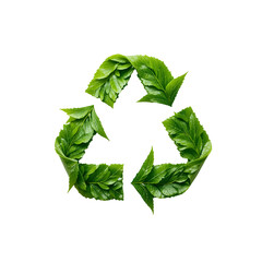 recycle symbol on green leaf