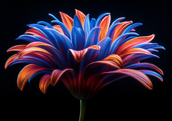a bouquet of fireworks against a black background, with vibrant,