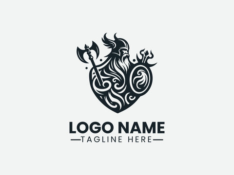 Elegant Norse Warrior Logo Design, Norse Warrior Logo, Viking Warrior Logo