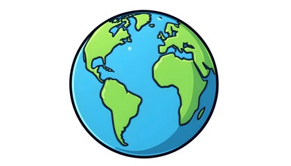 Naklejka premium Minimalistic globe clipart with blue oceans, green continents, and smooth design.