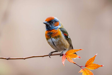 Colorful Songbird with Distinct Markings Perched on a Branch, Showcasing Its Vibrant Plumage in a Serene Natural Setting, Vibrant Wallpaper