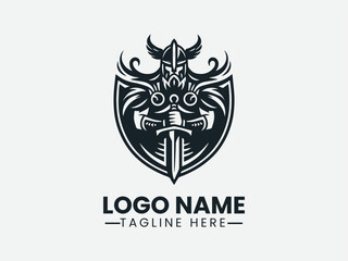viking warrior with sword, Mythical warrior logo