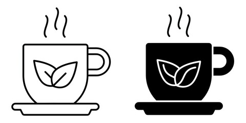 Herbal tea editable stroke outline icon isolated on white background flat vector illustration, black outline, Pixel perfect
