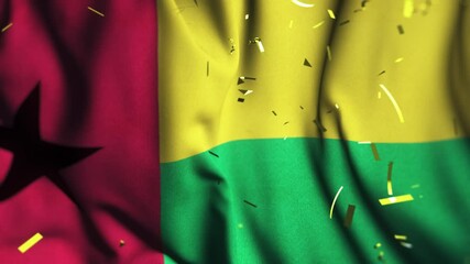 Guinea Bissau flag waving confetti independence day 4k background