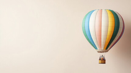 Naklejka premium colorful hot air balloon floats against light background, evoking sense of adventure and freedom