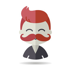 Man boy with mustache avatar vector icon