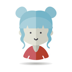 Cute female head with pretty fashion hairdo icon
