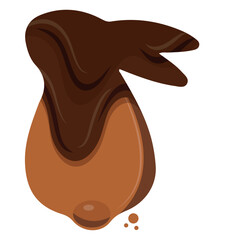 gingerbread cookies in the shape of a rabbit with small ears and a round tail covered in dark chocolate, for various Easter decorations