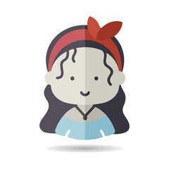 Woman girl with long straight hair vector icon