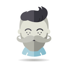 Bearded man's face vector icon. Hipster character