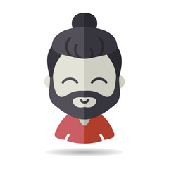 Man with beard and long hair vector icon
