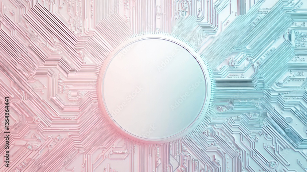 Poster abstract circuit board with blank circle, futuristic background