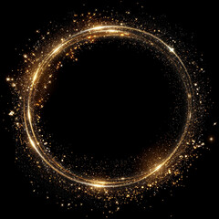 Obraz premium Golden Ring Frame Overlay – Circular Maternity Photography Border on Black Background