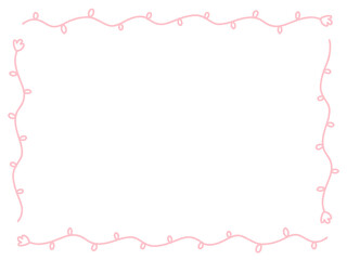 手描きのシンプルなピンクの花フレーム